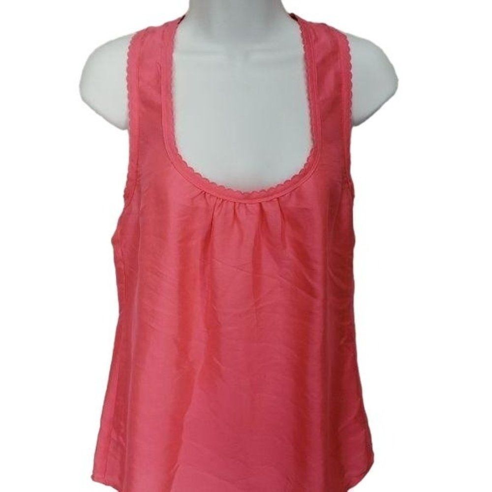 Trina Turk Coral Size Small Sleeveless Silk Blouse‎